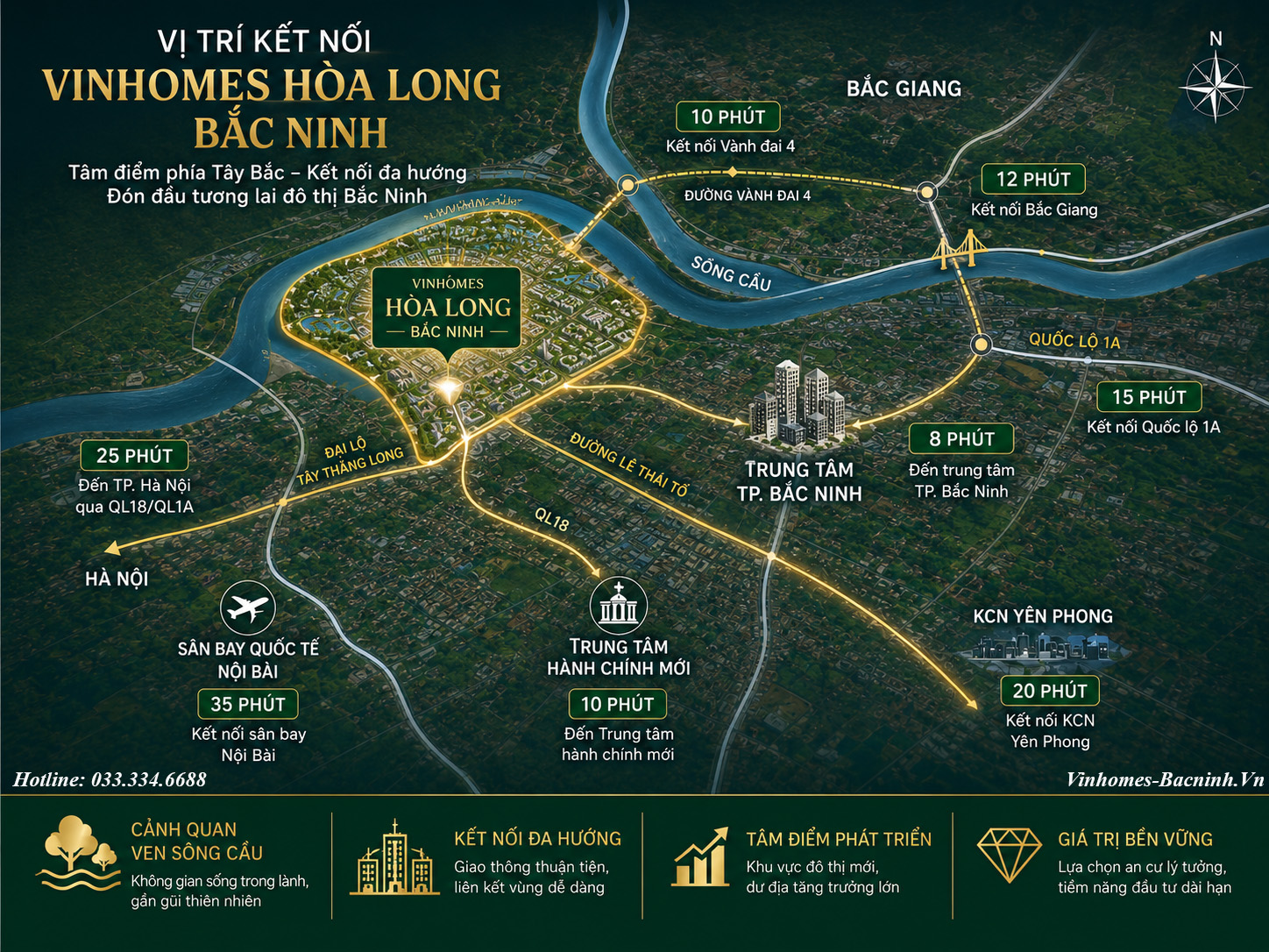 Vinhomes Hòa Long Bắc Ninh được quan tâm nhờ vị trí và quy mô